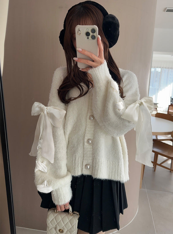 蝴蝶結羽毛開衫