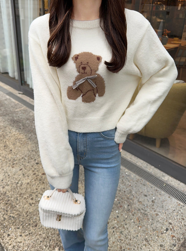 兩色入 | 熊熊絲帶針織上衣