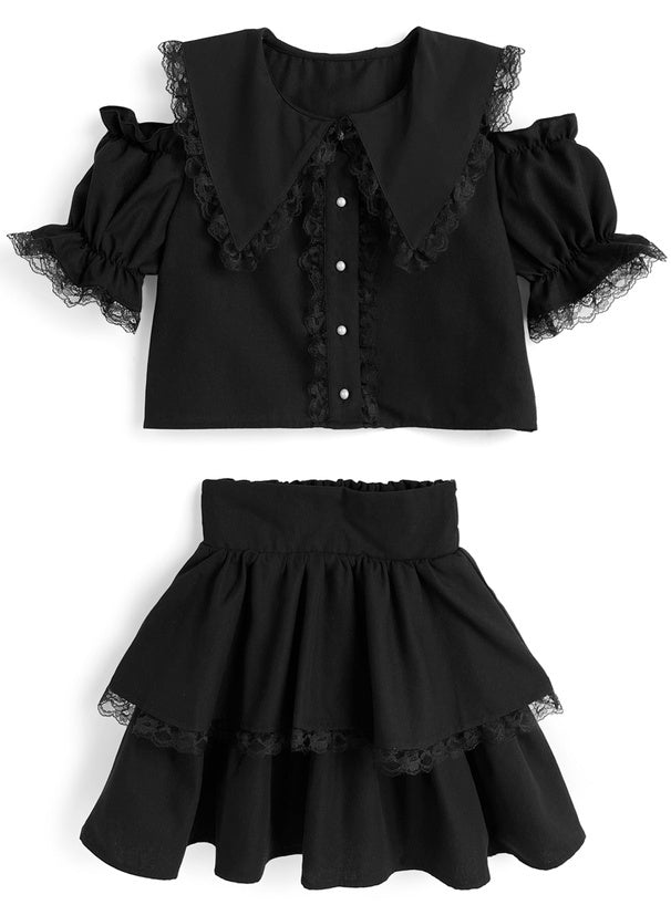 水手服襯衫 x 蛋糕裙套裝