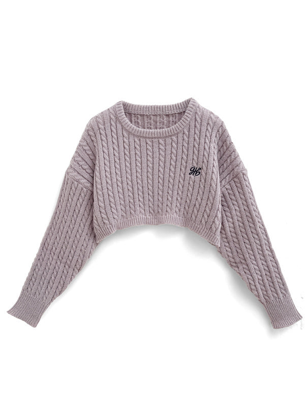 絞花針織短襯衫套裝