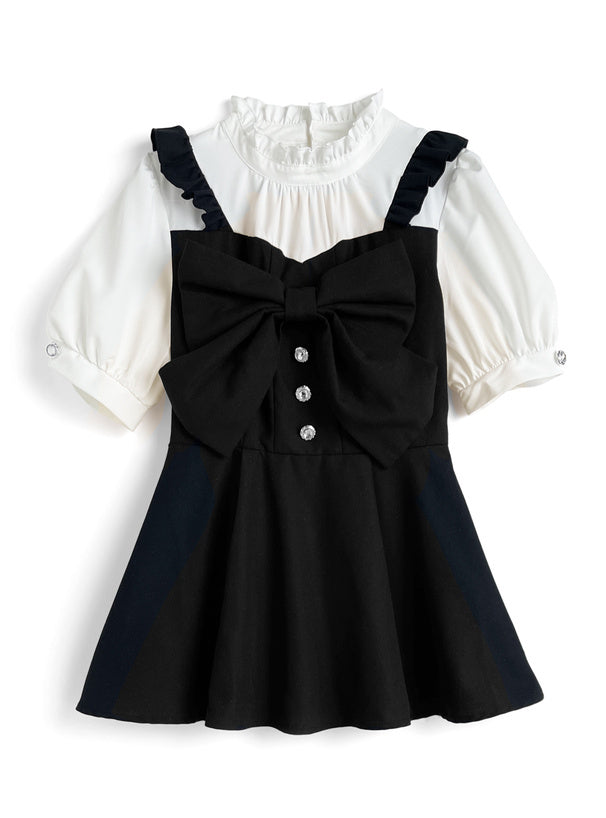 蝴蝶結喇叭裙×短褲套裝