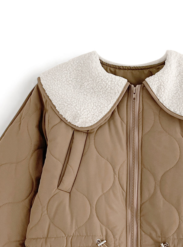 縫線毛毛領外套