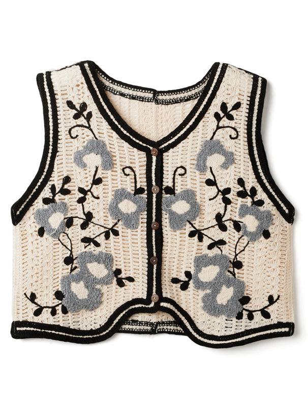 針織花花馬甲背心