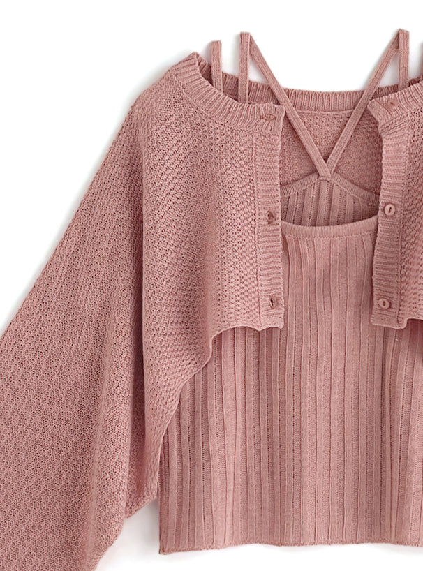 短款外套x吊帶背心針織套裝