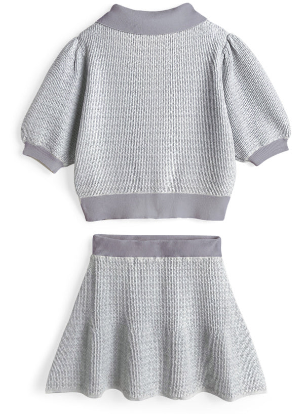 小襯衫喇叭短裙套裝