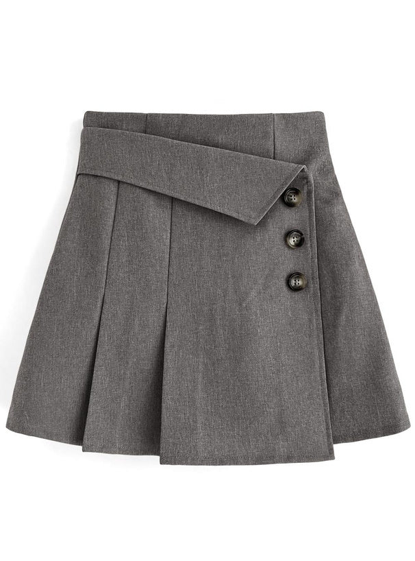 不對稱側扣迷你裙