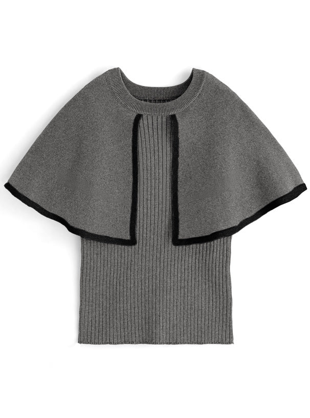 明線斗篷領針織上衣