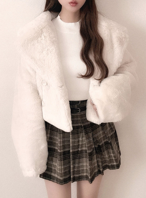 兩色入｜短版毛毛大褸