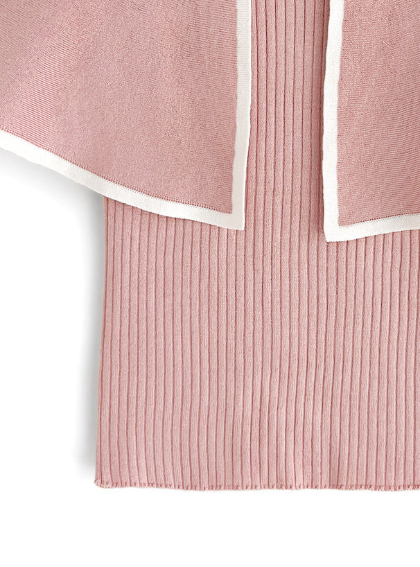 明線斗篷領針織上衣