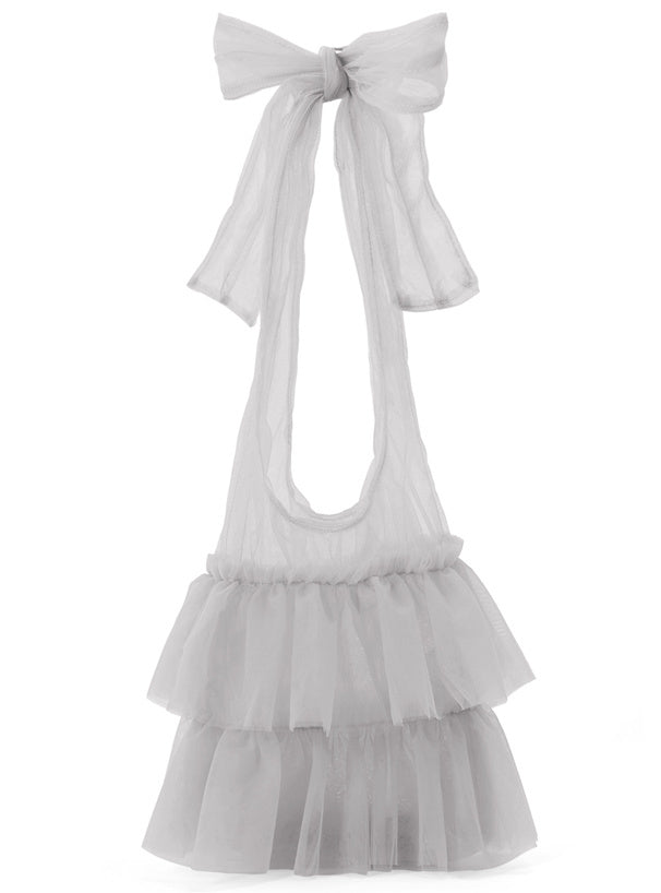 四色入｜新款透明紗褶邊絲帶手袋