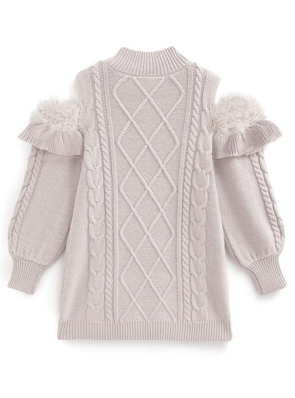 四色入｜露肩羽毛針織連身裙