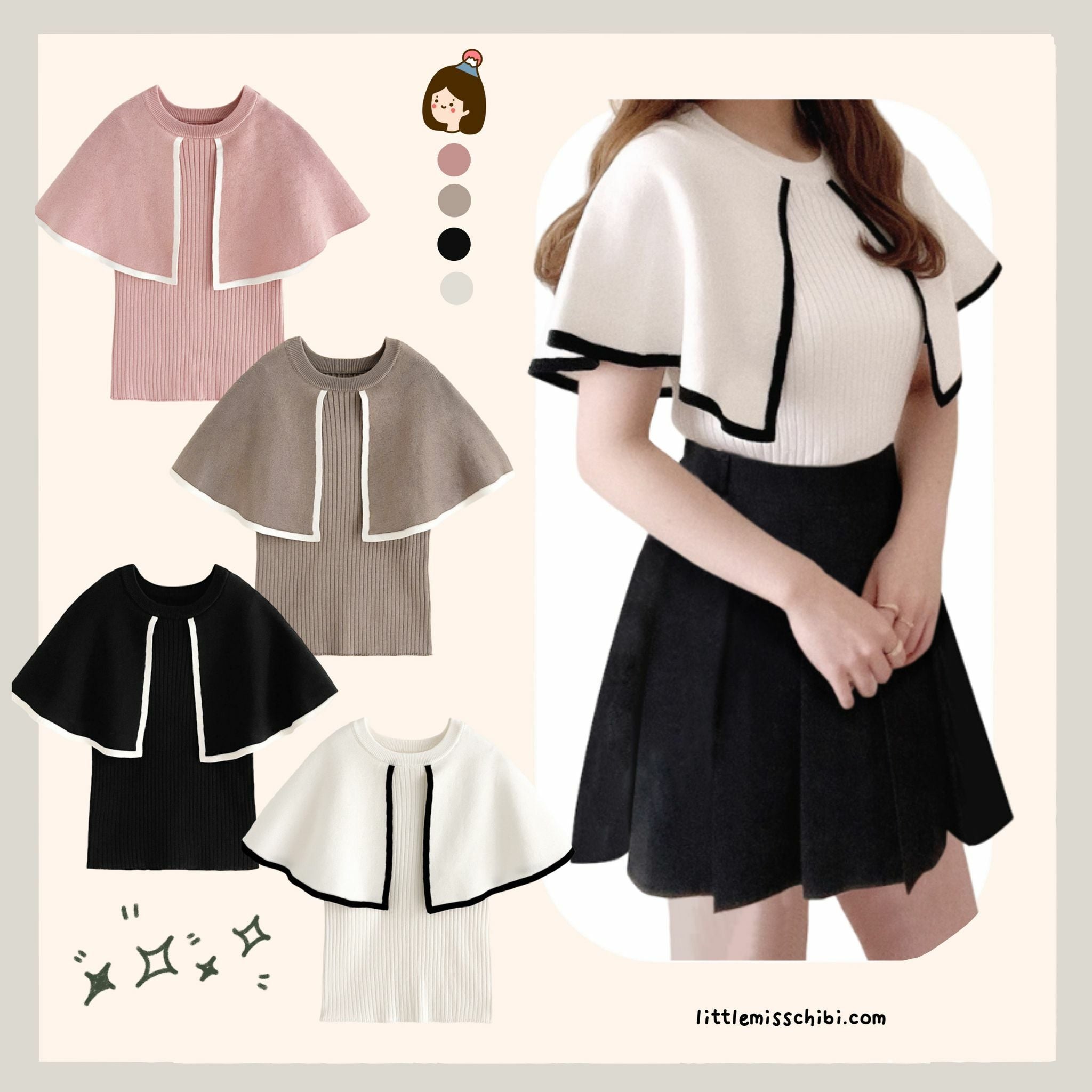 明線斗篷領針織上衣