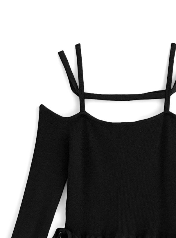 雙綁帶針織連身裙