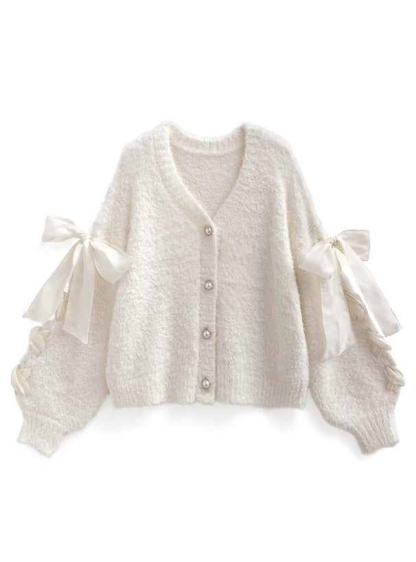 蝴蝶結羽毛開衫