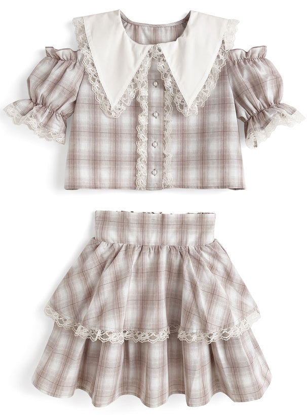 水手服襯衫 x 蛋糕裙套裝