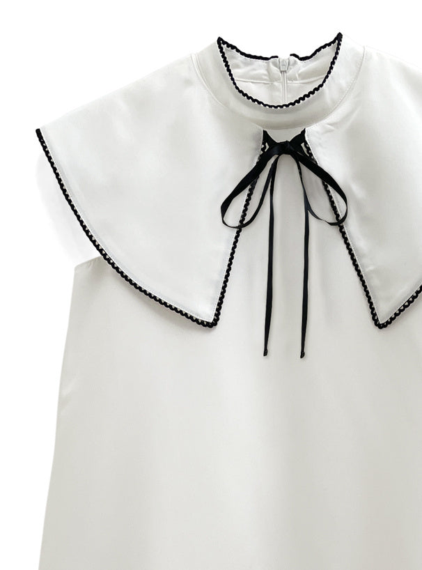 2way配色領背心裙