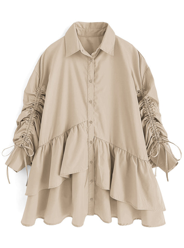 層接式迷你襯衫連衣裙