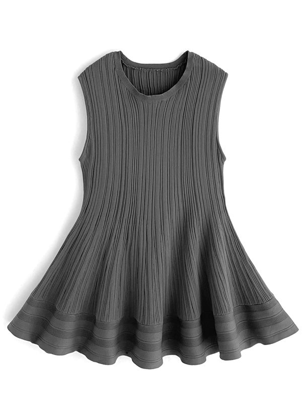 三色入｜喇叭型無袖連身裙