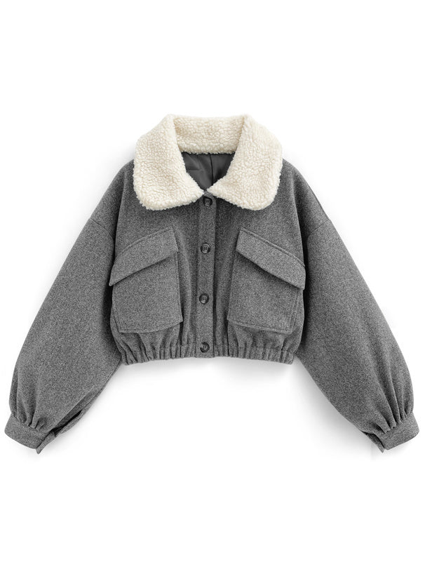 毛毛領大口袋外套