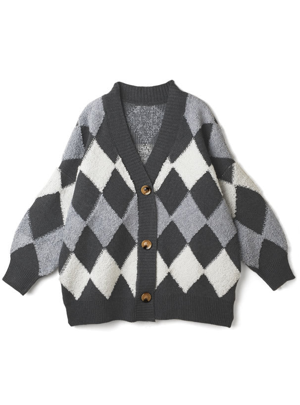 雙色菱格冷外套