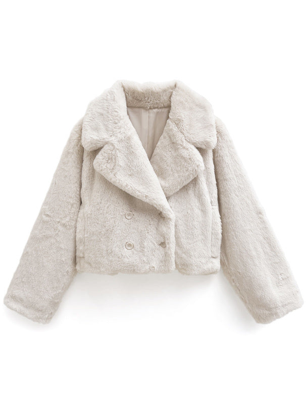 兩色入｜短版毛毛大褸