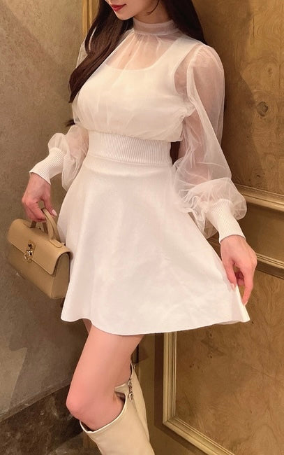 薄紗針織連身裙