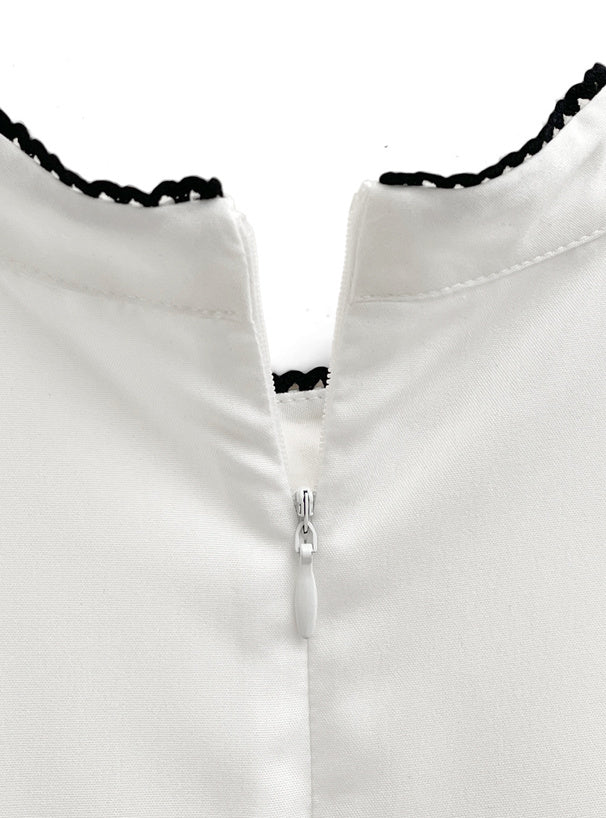 2way配色領背心裙