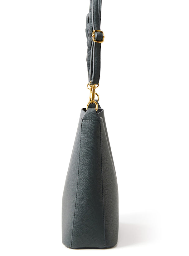 兩用方形皮革單肩包配小袋