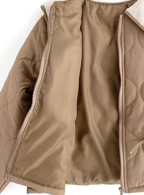 縫線毛毛領外套