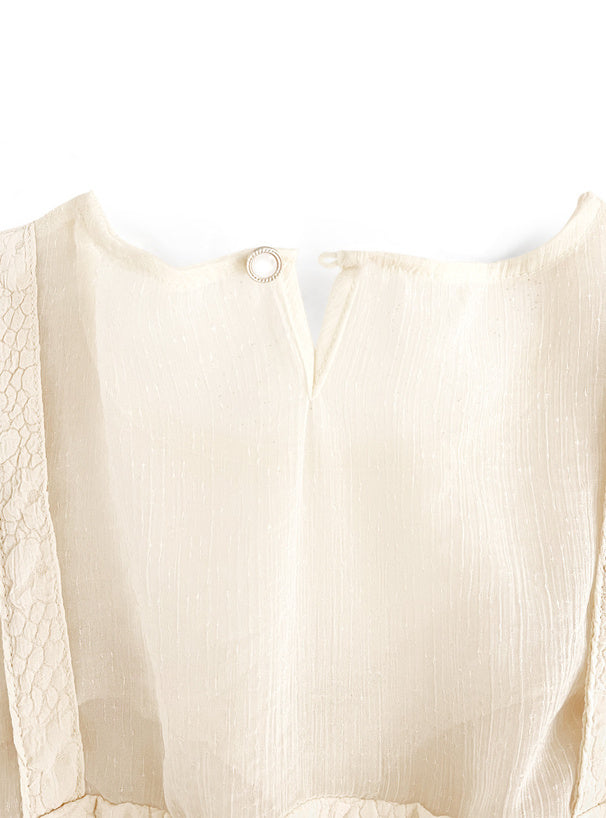 假兩件壓花外搭透明上衣