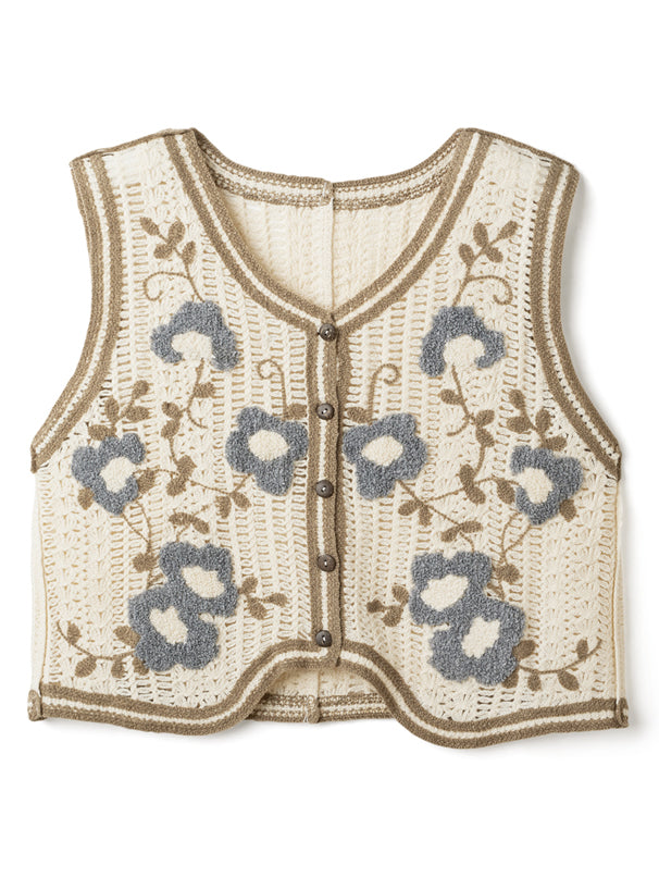 針織花花馬甲背心