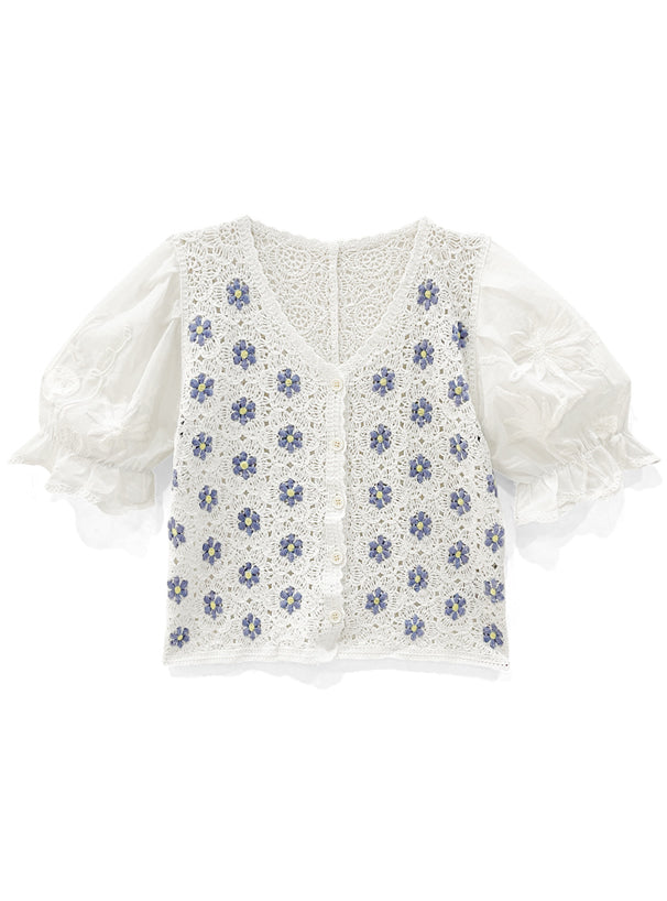 針織縷空花花上衣