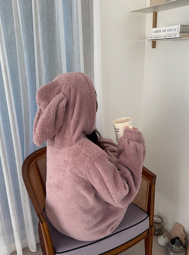 兔耳連帽連身衣