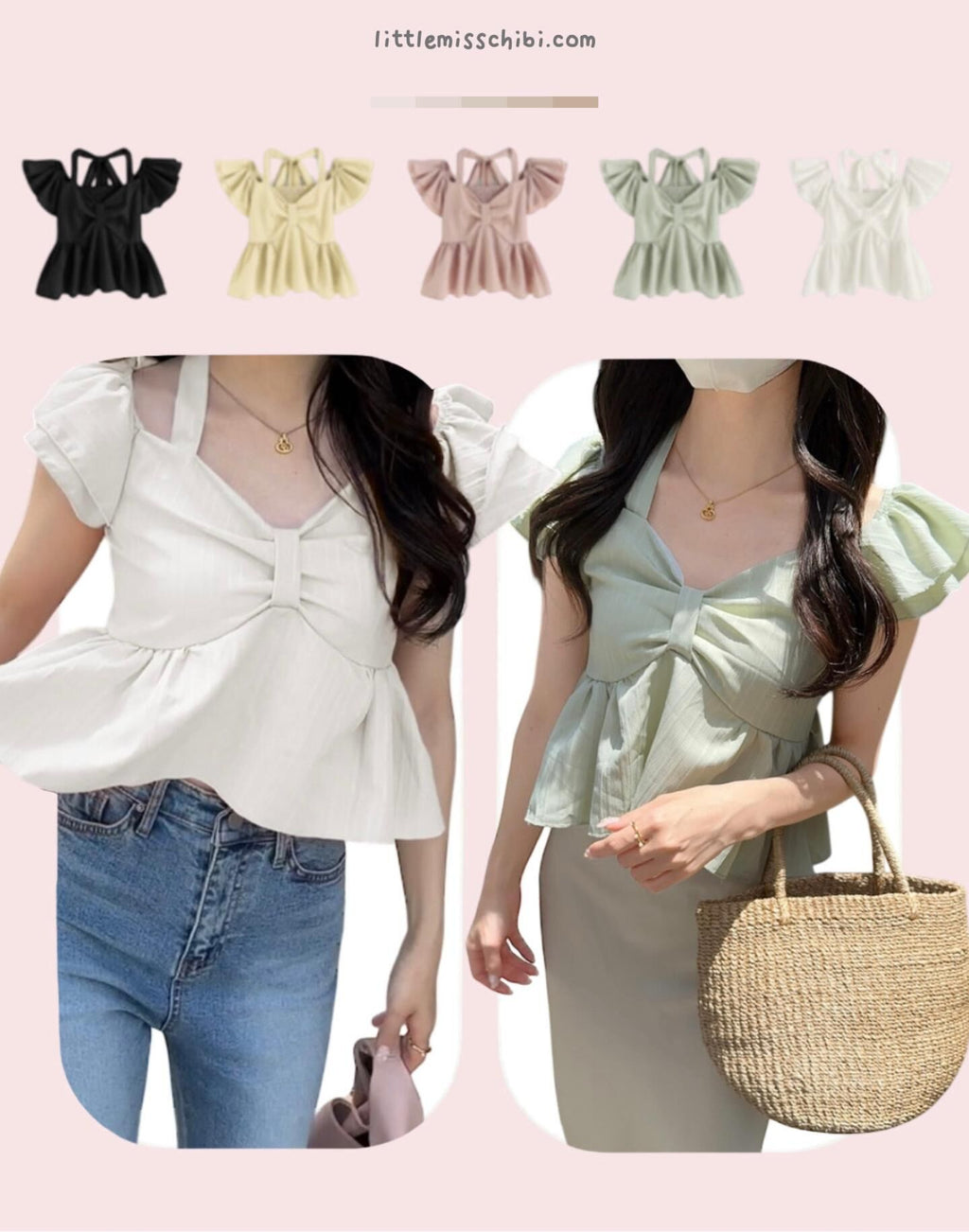糖果色系！露背荷葉袖襯衫