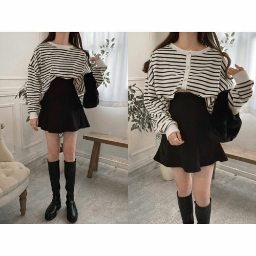 2way短款條紋上衣