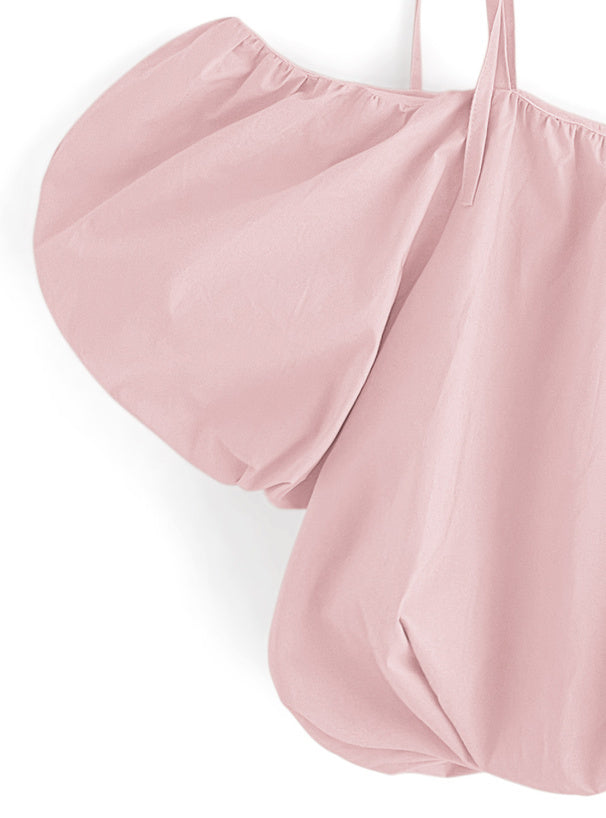 露肩氣球短款襯衫