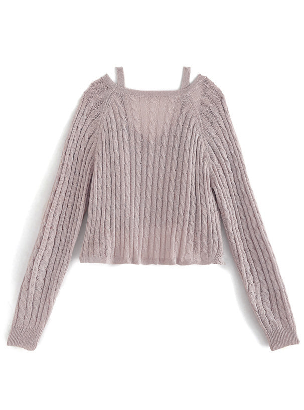 三色入｜吊帶背心 x 鏤空紋針織衫