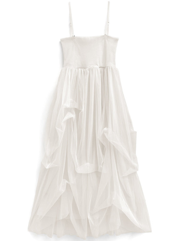 兩著薄紗褶吊帶裙