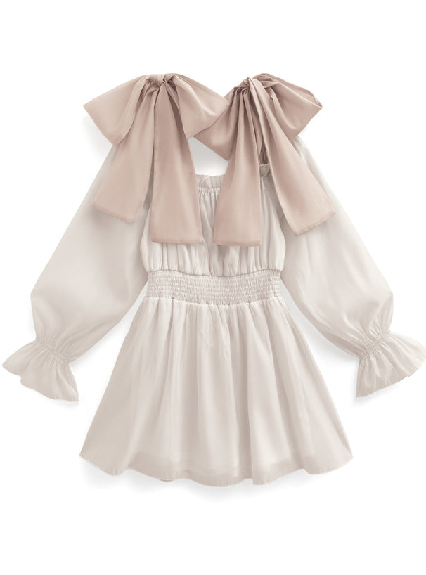 緞帶肩透視連身裙