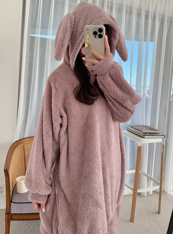 兔耳連帽連身衣