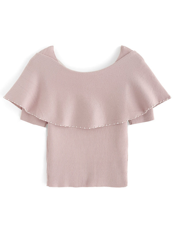 珍珠絲帶針織上衣