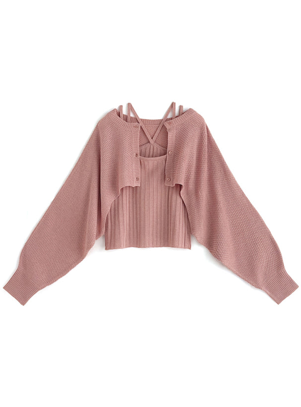 短款外套x吊帶背心針織套裝