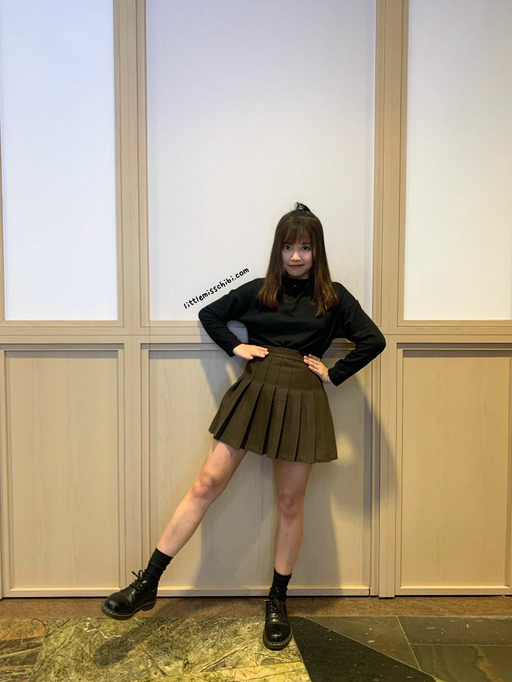 秋冬版高腰百摺裙