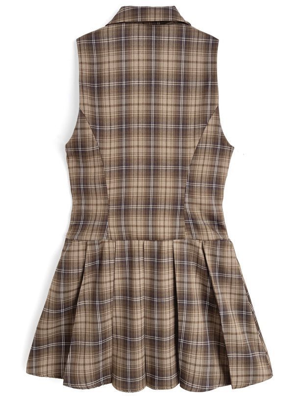 格紋絲帶背心裙