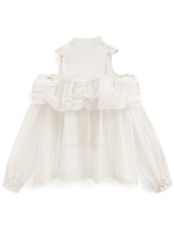 透明絲帶襯衫x針織上衣