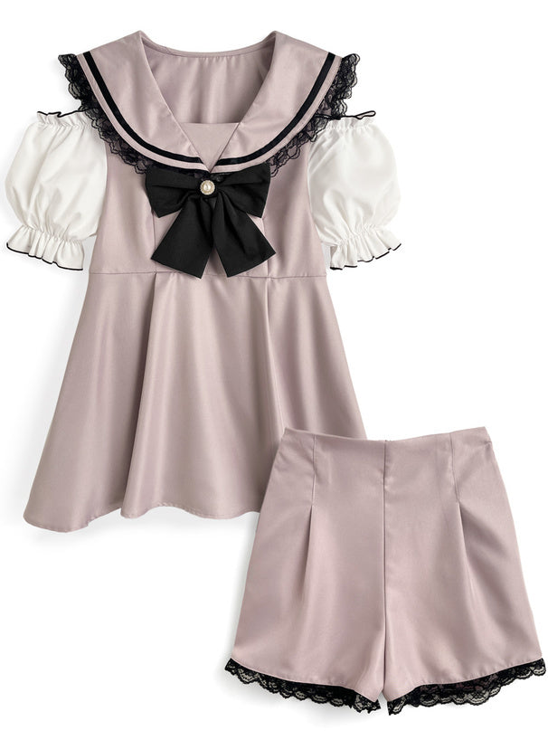 水手迷你裙x短褲套裝