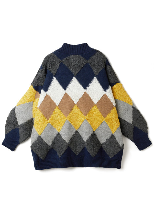 雙色菱格冷外套