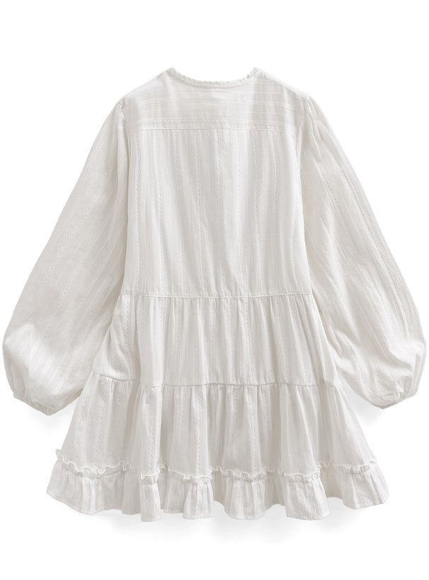 褶邊分層連身裙