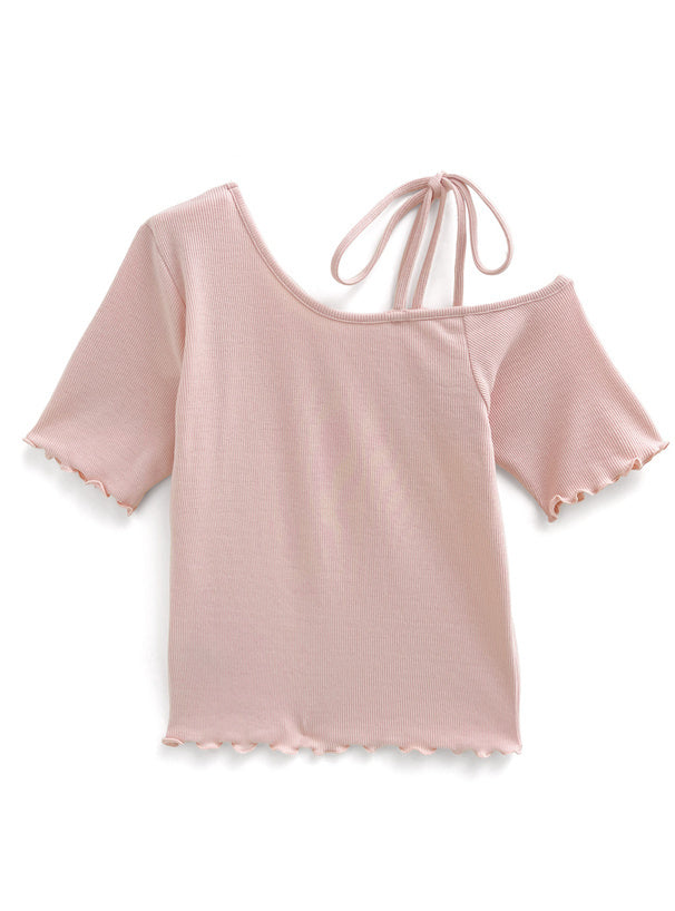 三色入|雙蝴蝶結一字肩上衣