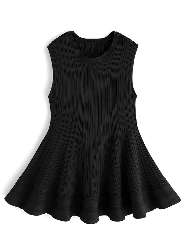 三色入｜喇叭型無袖連身裙